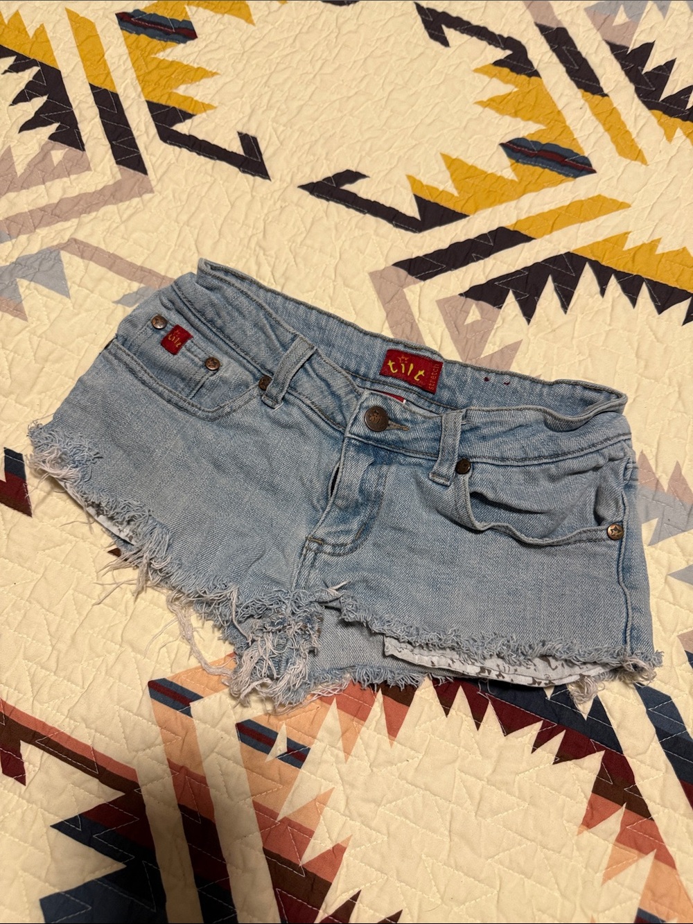 TILT Light Blue Distressed Denim Cutoff Shorts